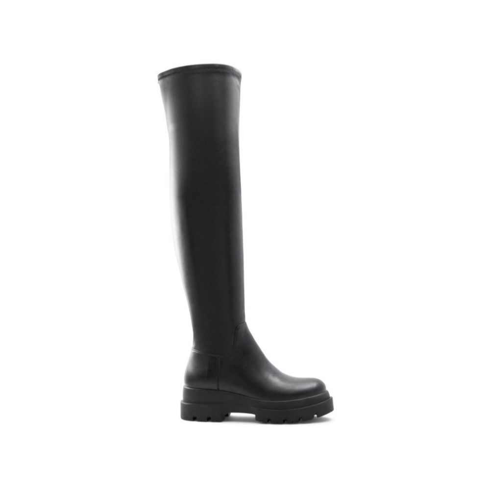 Aldo Womens Blk/other Majorr Lug-Sole Faux-Leather over the Knee-High Boots 7